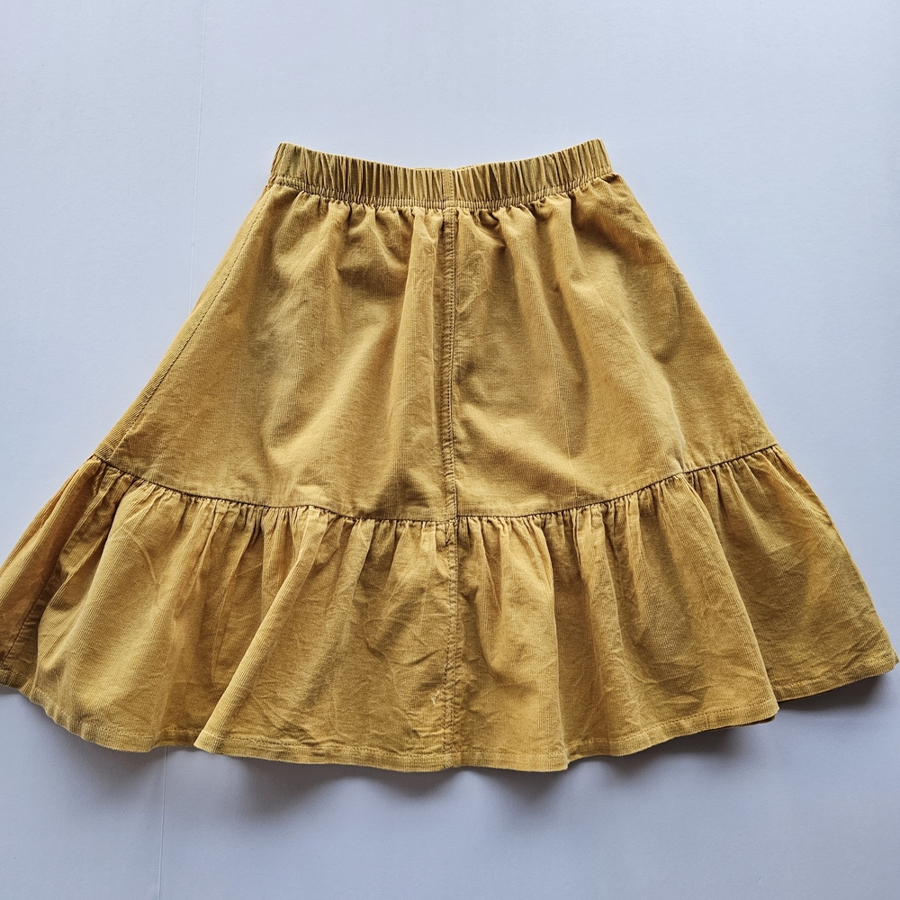 Lulu Mustard Gold Yellow A-Line Corduroy Elastic Waist Skirt - Size 8 girls